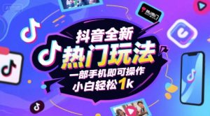 抖音全新热门玩法，一部手机即可操作，小白轻松1k【揭秘】-每日必学网