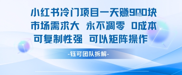 久爱副业网,网赚项目,网赚论坛博客网分享小红书冷门项目一天收益9张，市场需求大，0成本，可复制性强可以矩阵操作