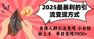 2025年最暴利的引流变现方式，负债人群引流变现，小白轻松上手，日入1k-每日必学网