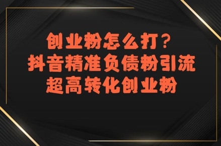 久爱副业网,网赚项目,网赚论坛博客网分享创业粉怎么打？抖音精准负债粉引流，超高转化创业粉