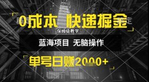 0成本快递掘金玩法，日入1k+，小白30分钟上手，收益嘎嘎猛【揭秘】-每日必学网