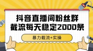 抖音直播间粉丝群截流，稳定采集数据全行业通用 2000条数据一天【揭秘】-每日必学网
