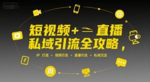 短视频+直播私域引流全攻略，IP打造 +视频引流 +直播引流 +私域沉淀-每日必学网