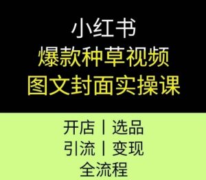 小红书爆款种草视频图文封面实操课，开店、选品、引流、变现全流程-每日必学网