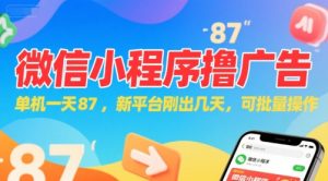 微信小程序看广告，单机一天87，新平台刚出几天，可批量操作，日入5张-每日必学网