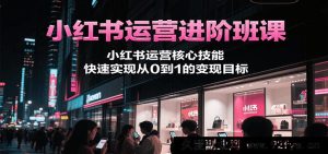 小红书运营高级提升课程，小红书运营关键技巧，迅速达成从0到1变现目的-每日必学网