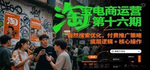 淘宝电商运营第十六期课程：自然流量搜索优化秘籍 付费推广策略全解析 底层原理与核心实操-每日必学网