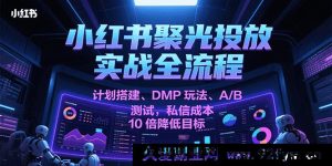 小红书聚光平台投放实操全流程攻略，含计划搭建技巧、DMP玩法秘籍、A/B测试要点，助力私信成本降10倍-每日必学网