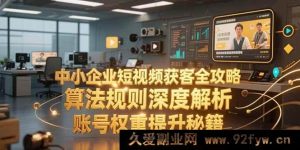 （15326期）中小企业短视频引流新玩法，算法底层逻辑大揭秘，账号高权重打造法-每日必学网