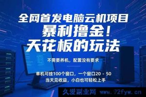 （15323期）突破传统！电脑云机超强撸金新策略，免养机无高配置需求，单机百窗开启财富路-每日必学网