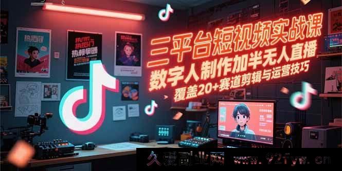 图片[1]-（15265期）多平台短视频实战秘籍：数字人打造及半无人直播玩法，20+赛道剪辑运营全攻略-每日必学网