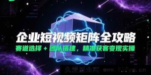 (15242期)企业短视频矩阵实战秘籍:多赛道布局与高效团队组建,实现精准引流变现-每日必学网