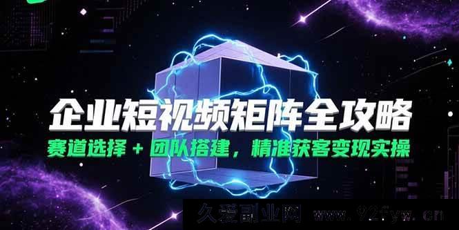 图片[1]-（15242期）企业短视频矩阵实战秘籍：多赛道布局与高效团队组建，实现精准引流变现-每日必学网