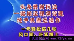 （15237期）今日头条全新变现玩法，非搬运打造爆款视频获海量流量-每日必学网
