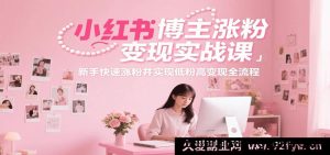 小红书新手涨粉变现秘籍课，速学低粉高变现完整流程-每日必学网