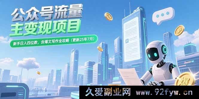 图片[1]-（15340期）25年7月新玩法！公众号流量主变现，新手也能日赚四位数附爆文秘籍-每日必学网