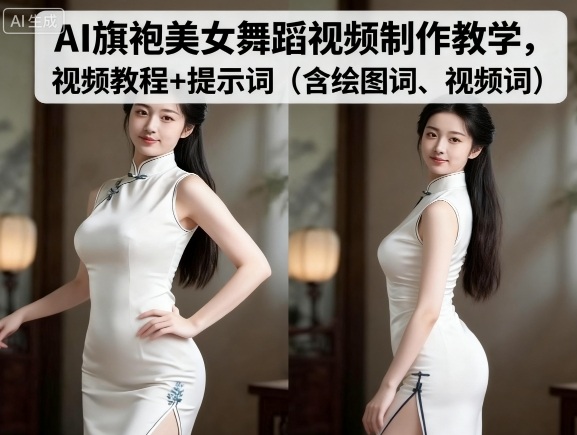 久爱副业网,网赚项目,网赚论坛博客网分享AI旗袍美女舞蹈视频制作教学，视频教程+提示词（含绘图词、视频词）