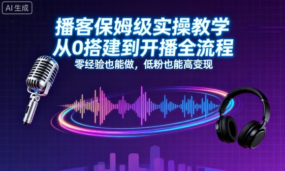 久爱副业网,网赚项目,网赚论坛博客网分享播客保姆级实操教学，从0搭建到开播全流程，零经验也能做，低粉也能高变现