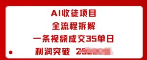 AI收徒项目全流程拆解一条视频成交35单日利润突破1k+-每日必学网