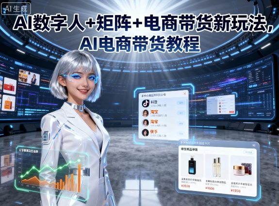 久爱副业网,网赚项目,网赚论坛博客网分享AI数字人+矩阵+电商带货新玩法，AI电商带货教程