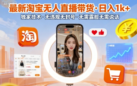 久爱副业网,网赚项目,网赚论坛博客网分享最新淘宝无人直播带货，日入1k+，独家技术，无违规无封号，无需露脸无需说话【揭秘】