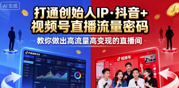 久爱副业网,网赚项目,网赚论坛博客网分享25年直播9-10两期线下课，打通创始人IP，抖音+视频号直播流量密码，教你做出高流量高变现的直播间