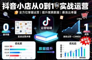 抖音小店从0到1实战运营，帮你全方位掌握小店运营，提升搜索数据与出单量-每日必学网