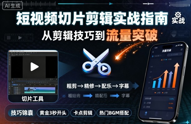 久爱副业网,网赚项目,网赚论坛博客网分享短视频切片剪辑实战指南，从剪辑技巧到流量突破
