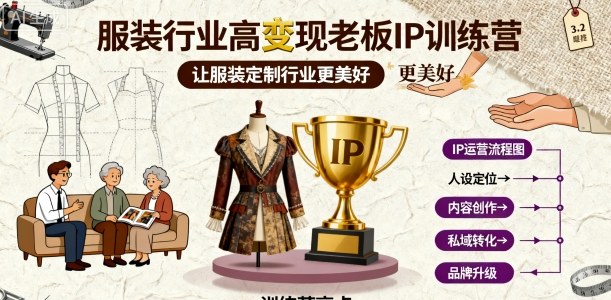 久爱副业网,网赚项目,网赚论坛博客网分享服装行业高变现老板IP训练营，让服装定制行业更美好