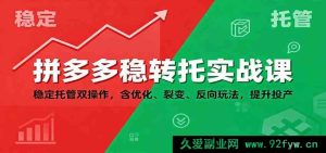 拼多多托管实战秘籍：双管齐下操作，含优化裂变逆向玩法猛增投产比-每日必学网