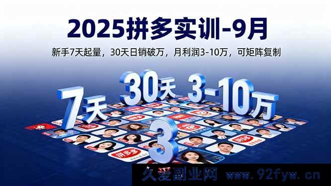 图片[1]-（16008期）2025拼多多实战特训9月场：小白1周起量，1月日销过万，月赚3到10万可多店复制-每日必学网