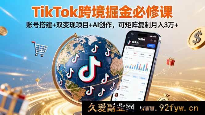 图片[1]-（16003期）TikTok跨境暴富秘籍：账号搭建、双变现与AI创作，矩阵操作轻松月入3万+-每日必学网
