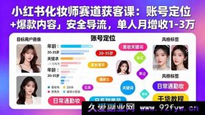 （15982期）小红书美妆师赛道吸客秘籍：精准定位+爆款打造+无忧引流，月入轻松增1-3万-每日必学网
