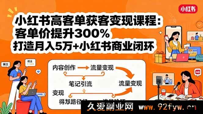 图片[1]-（15981期）小红书高利润获客盈利课：客单价飙升3倍，构建月入十万小红书赚钱闭环-每日必学网
