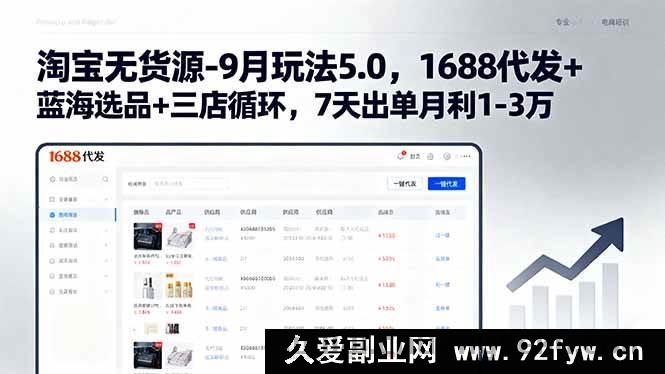 图片[1]-（15972期）9月淘宝无货源新玩法5.0，1688代发结合蓝海选品三店轮动，一周出单月赚1 – 3万-每日必学网