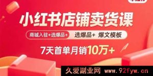 （15955期）小红书开店掘金课：平台入驻秘籍+爆款选品攻略+爆款文案模板，7天开启首单月入10万+-每日必学网