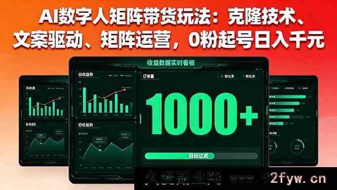 图片[1]-（16050期）AI数字人带货新秘诀：克隆赋能、文案发力、矩阵破局，零粉起步日赚数千-每日必学网