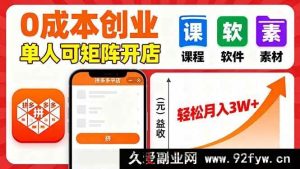（16047期）零成本玩拼多多虚拟电商，单人矩阵开店月赚3万+-每日必学网