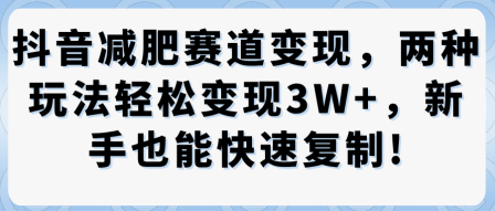 久爱副业网,网赚项目,网赚论坛博客网分享抖音减肥赛道变现，两种玩法轻松变现3W+，新手也能快速复制