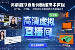高清虚拟直播间搭建技术教程，一部手机、一台电脑、一块绿布轻松搭建低成本高清虚拟直播间-每日必学网