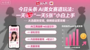 今日头条AI美女赛道玩法，一天轻松5张，小白轻松上手-每日必学网