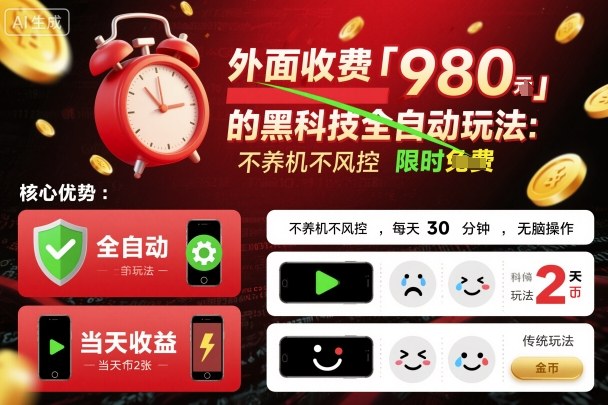 久爱副业网,网赚项目,网赚论坛博客网分享外面收费980的黑科技全自动玩法，不养机不风控，每天30分钟，无脑操作，当天收益2张【揭秘】