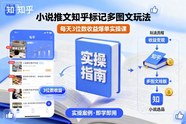 久爱副业网,网赚项目,网赚论坛博客网分享小说推文知乎标记多图文玩法，每天3位数收益爆单实操课