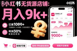 小红书无货源店铺项目，简单易上手，月入9k+，保姆级教程-每日必学网