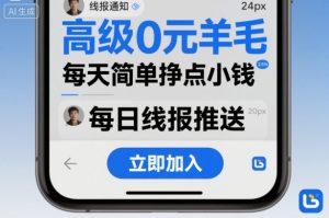 高级0元羊毛线报社群项目，每天简单挣点小钱-每日必学网