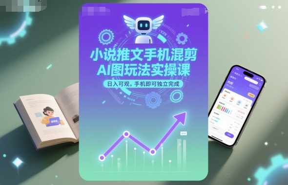 久爱副业网,网赚项目,网赚论坛博客网分享小说推文手机混剪AI图玩法实操课，日入可观，手机即可独立完成