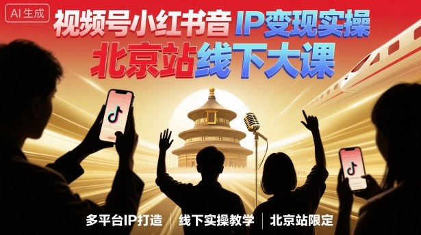 久爱副业网,网赚项目,网赚论坛博客网分享视频号小红书抖音IP变现实操北京站线下大课，40+行业短视频高变现姿势，100+IP高变现实操技术