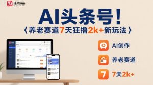 AI头条号，7天狂撸2k+，做养老赛道，新风口新玩法-每日必学网