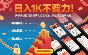 日入1K不费力！拼多多虚拟类目矩阵化运营方法，长效稳定变现路径-每日必学网
