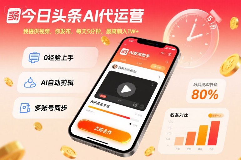 久爱副业网,网赚项目,网赚论坛博客网分享今日头条AI代运营，我提供视频，你发布，每天5分钟，最高躺入1W+【揭秘】